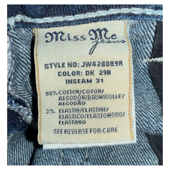 Miss Me - Bootcut Jeans JW4288B9R - Dark Wash Embellished Flap Pockets - Size 28 - Picture 6 of 8